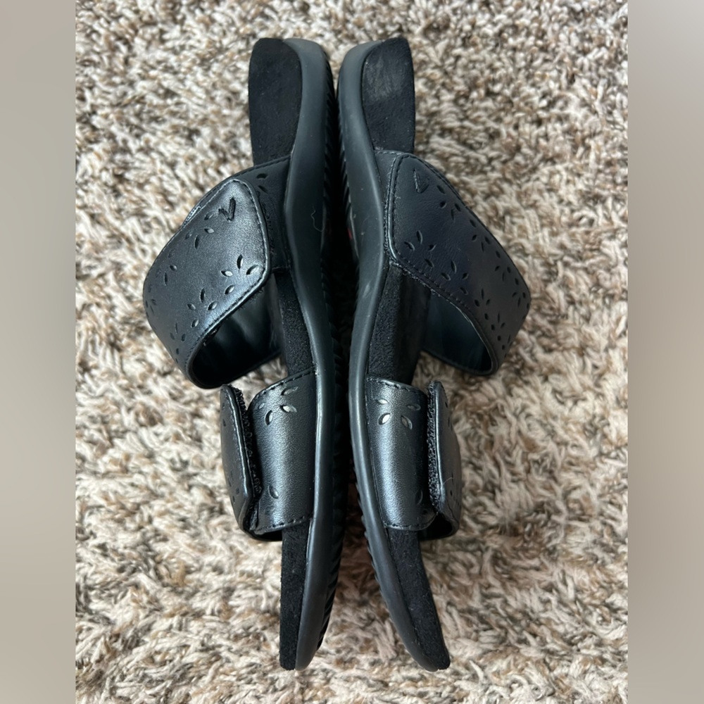 Vionic Black Leather Velcro Adjustable Randi Two … - image 4